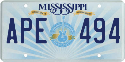 MS license plate APE494