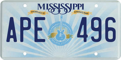 MS license plate APE496