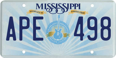 MS license plate APE498