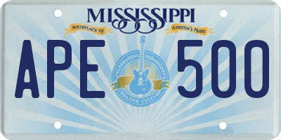 MS license plate APE500
