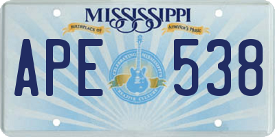 MS license plate APE538