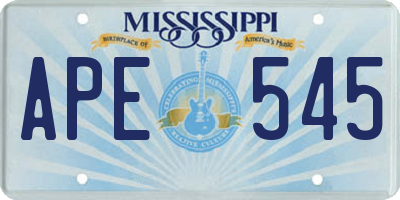 MS license plate APE545