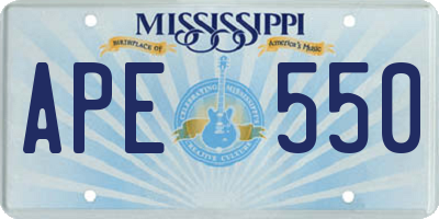MS license plate APE550