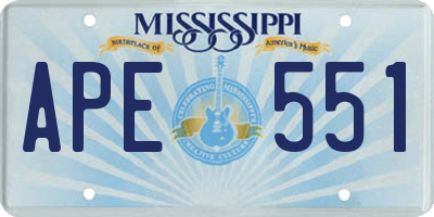 MS license plate APE551