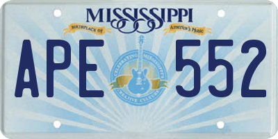 MS license plate APE552