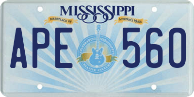 MS license plate APE560