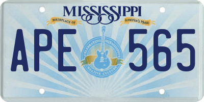 MS license plate APE565