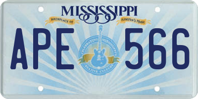 MS license plate APE566