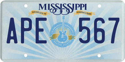 MS license plate APE567
