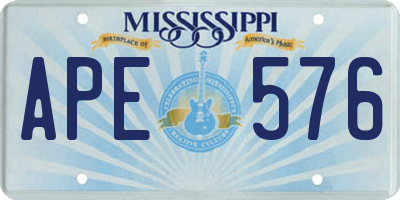 MS license plate APE576