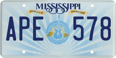 MS license plate APE578