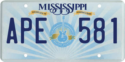 MS license plate APE581