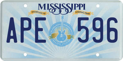 MS license plate APE596