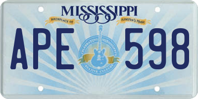 MS license plate APE598