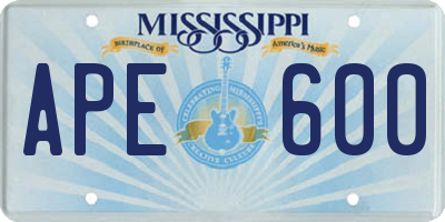 MS license plate APE600