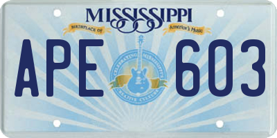 MS license plate APE603