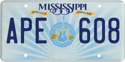 MS license plate APE608