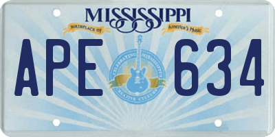 MS license plate APE634