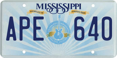 MS license plate APE640