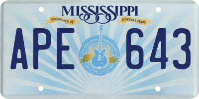 MS license plate APE643