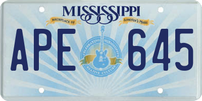 MS license plate APE645