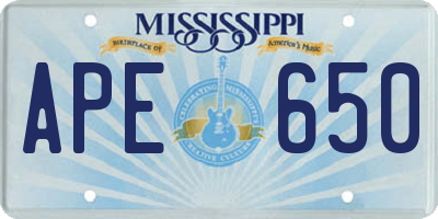 MS license plate APE650