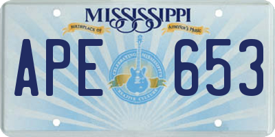 MS license plate APE653