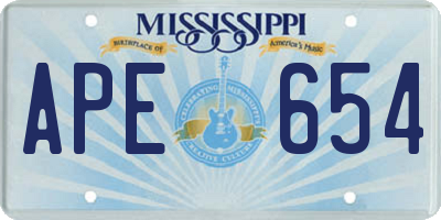 MS license plate APE654