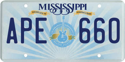 MS license plate APE660