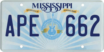 MS license plate APE662