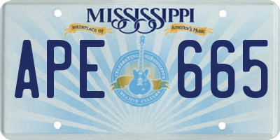 MS license plate APE665