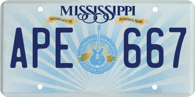 MS license plate APE667