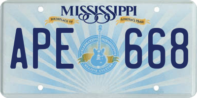 MS license plate APE668