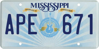 MS license plate APE671