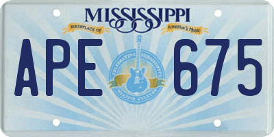 MS license plate APE675