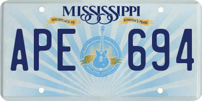 MS license plate APE694