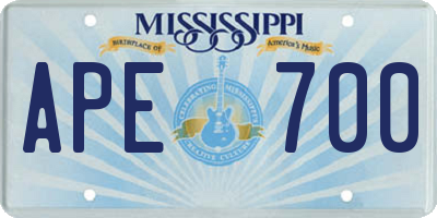 MS license plate APE700