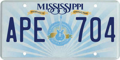 MS license plate APE704