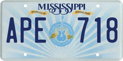 MS license plate APE718