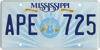 MS license plate APE725