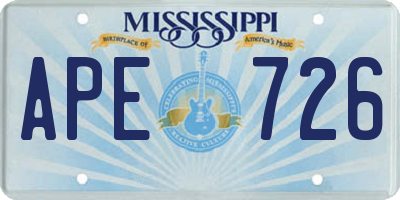 MS license plate APE726