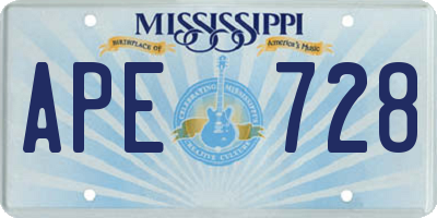 MS license plate APE728