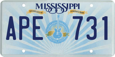 MS license plate APE731