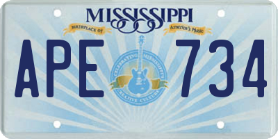 MS license plate APE734