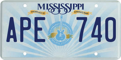 MS license plate APE740