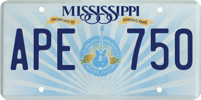 MS license plate APE750