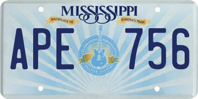 MS license plate APE756