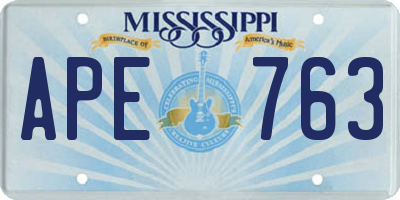 MS license plate APE763