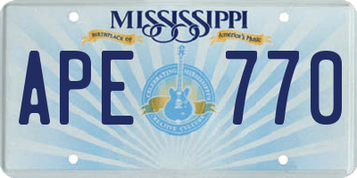 MS license plate APE770