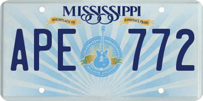 MS license plate APE772